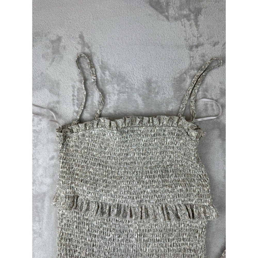 Mable Floral Smocked Midi Dress Medium M Tiered Ruffle Boho Spaghetti Strap Gray - Picture 5 of 13